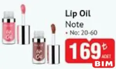 NOTE LİP OİL DUDAK YAĞI fiyat ve kampanya bilgisi